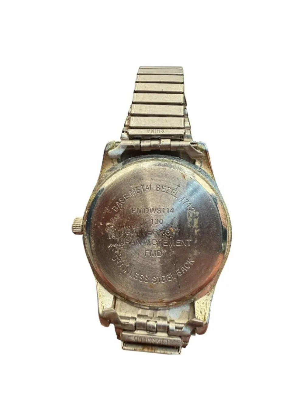 Vintage FMD Mens Stainless Steel Watch Japan Movement & Silver Dial New battery